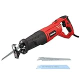 TEENO Säbelsäge 850W, Mehrzweck-Säge mit LED, schwenkbarem Handgriff, Geschwindigkeit 0-2800 SPM, mit 2 Sägeblättern: für Holz und für Metall