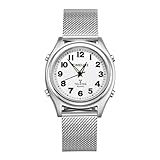 Sprechende Uhr, Funkuhren, Sprachansage von Uhrzeit/Datum/Alarm, stündlicher Glockenschlag, kein Aufladen erforderlich, Keine App, ideal für ältere/sehbehinderte Menschen, für damen und herren,TU-0901