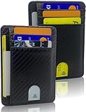 AMABILEMIA Kreditkartenetui Herren 2 Stück mit RFID-Schutz Kartenhalter Damen Klein PU-Leder Kartenhalter Pocket Slim Kartenhalter Brieftasche Uni AM2, Schwarz-Kohlefaser, Taglia Unica, Modern