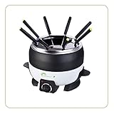 LITTLE BALANCE 8260 Happy Fondue 8, Fondue-Gerät 8 Personen, Caquelon Antihaft Grossinhalt 2 Liter, 800 W, Schwarz & Weiss