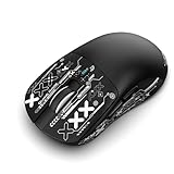 Diyeeni Computer-Gaming-Maus, Ergonomische PC-Maus mit Aufkleber, 12000 DPI Hohe Präzision, Reisemodi (kabelgebunden, 2,4 G, BT5.1), 6 Programmierbare Tasten, 1000 Hz Abfragerate (Black)