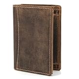 ekavale Leder Geldbörse Herren mit RFID-Schutz - Praktisches Hochformat Portemonnaie - Geldbeutel für Männer aus echtem Büffelleder - Brieftasche Wallet (Tan)