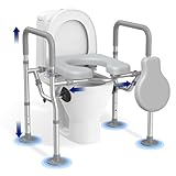 T1 Toilettensitzerhöhung mit Armlehnen, WC Sitzerhöhung für Senioren, Toilettensitzerhöher mit Höhenverstellbaren, Erhöhter Toilettensitz mit Saugnäpfen, ür Senioren Behinderten, Schwangere Frauen