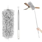 NVIYAM Teleskop Staubwedel Waschbar Staubwedel Teleskop Dust It Staubwedel Teleskop Staubwischer Staubwedel Lang Ausziehbar Staubwedel Spinnenwebenentferner Spinnenbesen Verbiegbare Eckbesen 2,3m Grau