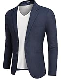 COOFADNY Blazer Herren Sportlich Sakko Männer Regular Fit Anzugjacke Casual Sportsakko mit 2 Knöpfe Dunkelblau L
