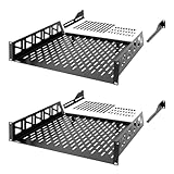 Tecmojo 2U Rack Regal, 48,3 cm Server-Rack, 40,6 cm Tiefe, Tragkraft 50 kg, Rack Mount Regal für 48,3 cm Netzwerk-Racks und Schränke, mit komplettem Zubehör (2er-Pack)
