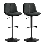 VASAGLE Barhocker 2er Set, Barstühle höhenverstellbar, drehbare Küchenhocker, mit ergonomischer Rückenlehne, Samt, für Kücheninsel, Hausbar, modern, anthrazitgrau LJB188G01