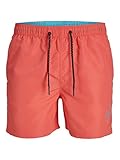 JACK & JONES Herren Badehose Badeshort JPSTFIJI JJSWIM SOLID S M L XL XXL, Größe:L, Farbe:Hot Coral SOLID 12225961