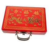 Supvox Aufbewahrungsbox für Mahjong Rechteckige Mahjong Box aus Robustem Material Leicht und Funktional mit Exquisiter Holzverarbeitung