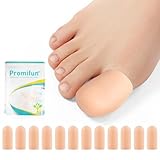 Promifun Soft-Gel-Zehenkappen – 6er-Pack Großzehenschutz für Männer und Frauen, gepolsterte Zehenkappen zur Linderung fehlender/eingewachsener Zehennägel, Hühneraugen, Blasen und Hammerzehen (6 L)