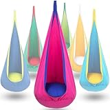 Hängehöhle,Kinder Pod Schaukelsitz,Tragbarer Hängesessel Schaukel mit aufblasbarem Kissen,Hängesessel,Sensorischer Schaukelstuhl mit Tasche,max 200 kg für den Innen- und Außenbereich für Kinder(Rosa)