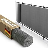 KARAT PVC Sichtschutz für Garten, Balkon, Terrasse - 100x500 cm Grau - Balkonsichtschutz, Sichtschutzmatte wetterfest, Zaun als Balkonverkleidung, Poolumrandung und Windschutz - Gartenzaun