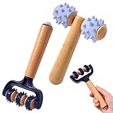 Zasjon Massageroller mit Griff, 2 Stück Massage Roller mit Igelball Massageball, Selbstmassagerolle Massagegerät Massagewerkzeuge für Beine RüCken Arme Schultern Muskelschmerzen, Blau