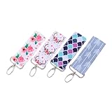 Beavorty 4 Stück Schlüsselanhänger Lippenstift Halter Kreative Dual Use Schlüsselringe Farbenfrohe Designs Geweih Meerjungfrauenschuppen für Lippenpflege Make Up Aufbewahrung