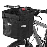 Fahrradkorb, Faltbar Fahrrad vorne Korb, mit Lenkeradapter und Kabellbinder,Abnehmbare Lenkerkorb Tasche für Kleiner Hund-Einkaufen-Reisen-Picknick, 34 x 24 x 8 cm