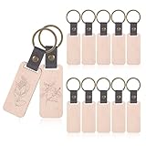 Giantree 12 Stück Schlüsselanhänger Rohling, Schlüsselanhänger Holz, Wooden Keychain Blanko Schlüsselanhänger zum Bemalen und Lasergravur für DIY Malerei Basteln Dekoration Geschenke Schlüsselbund