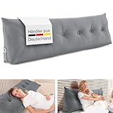 ELONEO Rückenkissen 160 cm breit, Keilkissen für Bett und Sofa geeignet, dreieckiges Lesekissen, Kissen mit abnehmbarem und waschbarem Bezug, mit praktischem Seitenfach