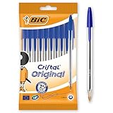 BIC Kugelschreiber Cristal Original, in Blau, Strichstärke 0,4 mm, 10er Pack, Ideal für das Büro, das Home Office oder die Schule
