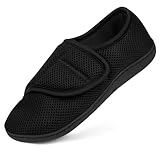 HOTUT Diabetiker Hausschuhe Damen Herren, Verstellbare Geschwollene Füße Hausschuhe, Extra Weite Walkingschuhe, Rutschfest Rehaschuhe für Senioren, Breiten Klettverschluss Gesundheitsschuhe (XL)
