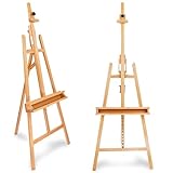 Artina Staffelei Holz Groß Barcelona – Holzstaffelei für Leinwände bis 120cm – 225cm höhe verstellbar Malstaffelei Leinwandständer klappbar Atelierstaffelei für Künstler, Hochzeit, Events Buche