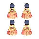 Goufride 4 Stück Leuchtende Badmintonbälle LED Schaumkunststoff Sport Badminton Leuchtende Federbälle Badminton Set Rot