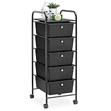 IDIMEX Badregal Rollwagen Rollcontainer GINA, mit 5 Schubladen und Metallgestell in schwarz