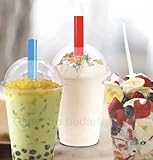 Ol Gastro Bedarf Smoothie becher + Domdeckel PET Mit Öffnung 100 Stück 300 ml