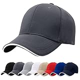 Baynetin Herren Baseballmützen, 100% Baumwolle 6 Pannels Plain Solid Color Hut, Pre-Curved Visor mit Sandwich. Einstellbare Atmungsaktiv Sommer Justierbarer Outdoor-Sportkappe (Dunkelgrau)