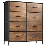 YITAHOME Kommode,Kommode mit 8 Schubladen,Schrank,Stoffschubladen mit Griffen,Metallgestell,Dauerhaft,Rustikal Braun