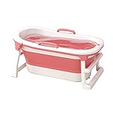 FALIYORS Faltbare Badewanne Faltbare Badewanne, tragbarer großer Kunststoff-Ganzkörper-Whirlpool für Erwachsene, freistehende Duschbadewanne (2 Farben) (Color : Pink)