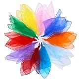Yulado Chiffontücher Jongliertücher,30 Pcs Bunte Tücher for Kindergarten Funktion Gymnastik Geschicklichkeit,10 Farben 60 x 60cm Bunte Tücher Musikbewegung Square Bunte Tanz Seidentücher Baby