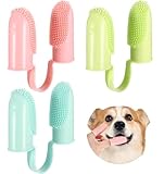 Hundezahnbürste Fingerling, 3 Pack Fingerzahnbürste Hund, Praktische Finger Hundezahnbürste für Hunde Und Katzen, Fingerlinge Pet Zahnpflege - Cat & Dog Toothbrush(3 Colors)