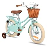 STITCH MANCHI 12 Zoll Kinderfahrrad mit Korb & Stabilisatoren für 2-4 Jahre alte Mädchen & Jungen, Mintgrün.