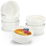 COM-FOUR® 6x Soufflé Förmchen Ø 11 cm - je 270 ml - Creme Brulee Schälchen aus Keramik - Ofenfeste Förmchen - Dessertschale und Pastetenförmchen für z.B. Ragout Fin - in weiß