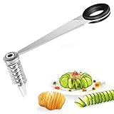 Galenecx Piranha Spiral Cutter, Spiralschneider Edelstahl, Kartoffel Spiralschneider für Kreative Obst und Gemüsezubereitung, Ideal für Gurken, Karotten, Zucchini und Äpfel
