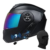 BYGMWEP Klapphelm mit Bluetooth, Integriert Motorradhelm, ECE Zertifiziert Integralhelm mit Doppelvisier, mit Eingebautem Mikrofon für Automatische Reaktion, für Erwachsene Frauen Männer