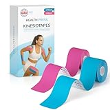 Health Press Kinesiotapes – 2 Rollen Kinesiologie Tape Sport Blau + Rosa (5cm x 5m) – Kinesiotape – Profi Physio Tape und Sporttape – Hautfreundliche Tapes DERMATEST: SEHR GUT