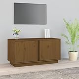 ULUYYUC TV Schrank Honigbraun 80x35x40,5 cm Massivholz Kiefer Modernes Design mit 2 Türen und Stauraum für Wohnzimmer