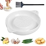 Keramik Reibe, Keramik Ingwer Reibe, Ngwer Knoblauch Reibe Keramikreibe mit Bürste für Familie Küche Apfelmus Zitrone Ingwer Saft Mahlen 11 x 9, 2 cm Weiß Orbicular