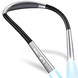 Gritin Leselampe Hals, Buchlampe Bett mit 4 Farben & 5 Helligkeit - Stufenlos Dimmbar, Augenschutz, Aufladbar 80h Dauer, Einstellarm, Ergonomisch Leselicht für Lesen im Bett/Stricken/Handarbeit