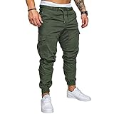 Remxi Freizeithose für Herren, Cargohose, modisch, für Sport, Workout, Sport, Fitnessstudio, Jogginghose, 1- Green, 31-35