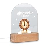 Holzura - Personalisiertes Nachtlicht für Baby, Nachttischlampe für Kinder - Personalisierte Geschenke Kinder - Babygeschenk - Geschenk zur Geburt, Baby Erstausstattung Neugeborene