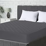 Utopia Bedding Gesteppter Matratzenschoner 90 x 200 cm, Spannmatratzenauflage, Tiefe Tasche Matratzenbezug dehnt Sich bis zu 30 cm (Grau)