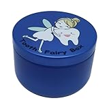 Nwsrayu Zahnfee-Box, Blechbox, Souvenir, Tropfenzähne, Baby-Andenken, Aufbewahrungsbox, Geschenk für Jungen oder Mädchen, Kleinkind, Dusche, Geburtstag (blau)