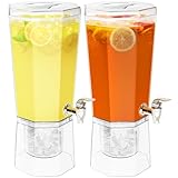 Lifewit 4L Getränkespender mit Zapfhahn und Ständer, 2 Stück Kunststoff Wasserspender mit Abnehmbarer Ständer für Limonade, Saft, Wasser, Getränke, Trinksäule Drink Dispenser mit Wasserhahn für Partys