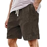 Generisch Cordhose Herren Leicht Sommer Kurze Hosen mit Kordelzug und Elastischem Bund Sommerhose Jorts Short Arbeitshose Jogginghose Sport Outdoor für Männer Strand Cargo Hose