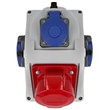 EBROM CEE-Verteilerdose – 1x CEE 32A 5P 400V + 3x Schuko 16A 230V – IP44 spritzwassergeschützt – Vorverkabelt & anschlussfertig – Robustes Gehäuse – Hochwertige Industriequalität