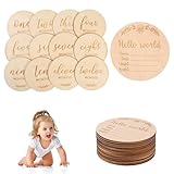 Meilensteinkarten Baby aus Holz,Meilensteine auf Holzscheiben,Geschenk zur Schwangerschaft,Geschenke zur Geburt & Babyparty für Schwangere,Werdende Mütter & Eltern,12-Stücke