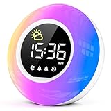 HERMIC Wecker Digital, Kinderwecker mit Nachtlicht, 12 White Noise, 2 Alarmanzeige, Snooze und Timer, Einstellbare Helligkeit, Wecker für Schulanfänger, Netzbetrieben