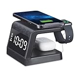 Timex Wecker mit schneller kabelloser Ladestation für iPhone und AirPods - Schwarz (TWW30B)